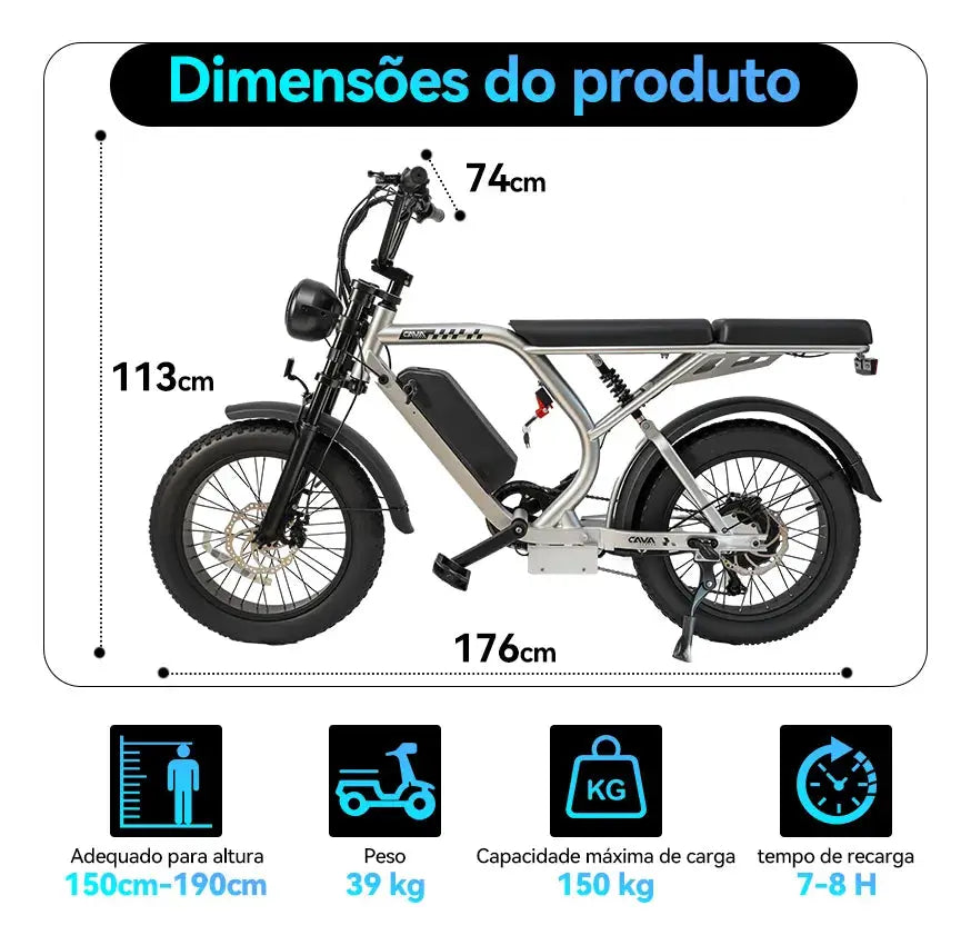 AE7 Bicicleta Elétrica Bateria De Lítio Cavalletta